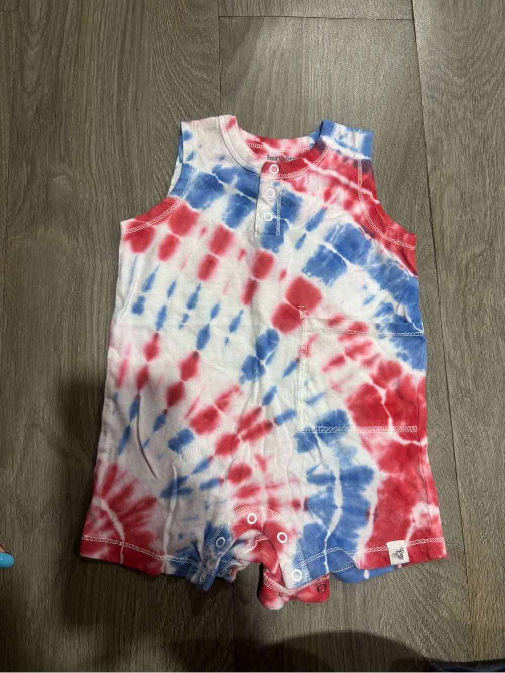 Burt's Bees Baby Red, White & Blue Tie-Dye Tank Romper